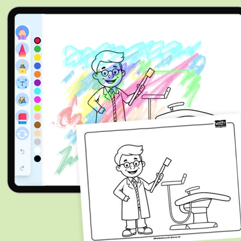 Dentist — coloring-pages coloring page for Grade 1, Grade 2, Grade 3, Grade 4, Grade 5, page 1 of 1