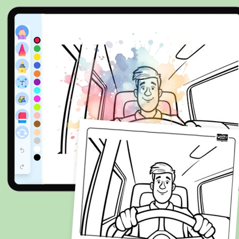 Bus Driver — coloring-pages coloring page for Grade 1, Grade 2, Grade 3, Grade 4, Grade 5, page 1 of 1