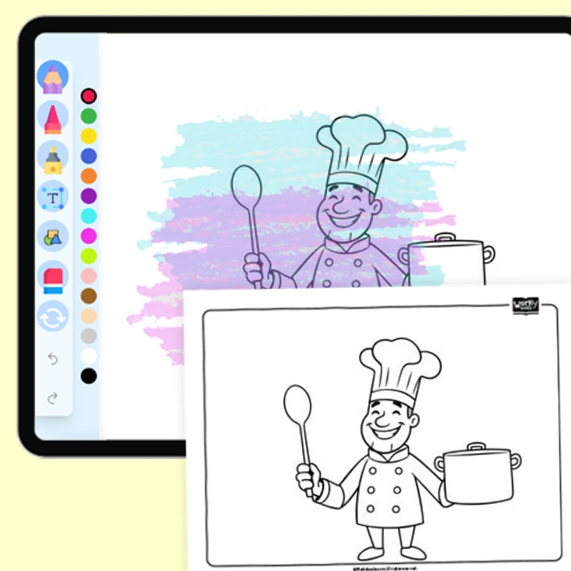 Chef — coloring-pages coloring page for Grade 1, Grade 2, Grade 3, Grade 4, Grade 5, page 1 of 1