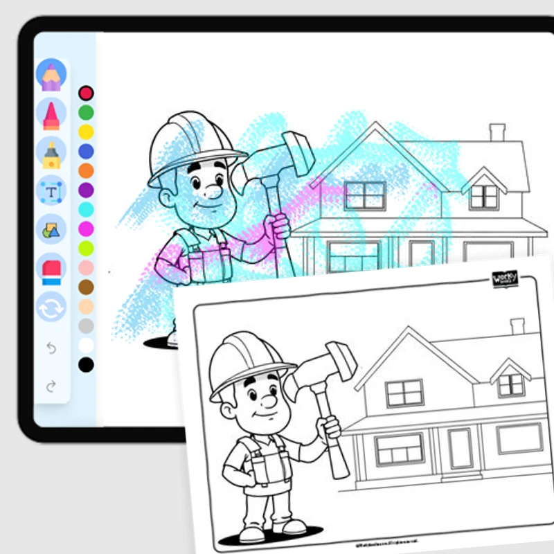 Construction Worker — coloring-pages coloring page for Grade 1, Grade 2, Grade 3, Grade 4, Grade 5, page 1 of 1