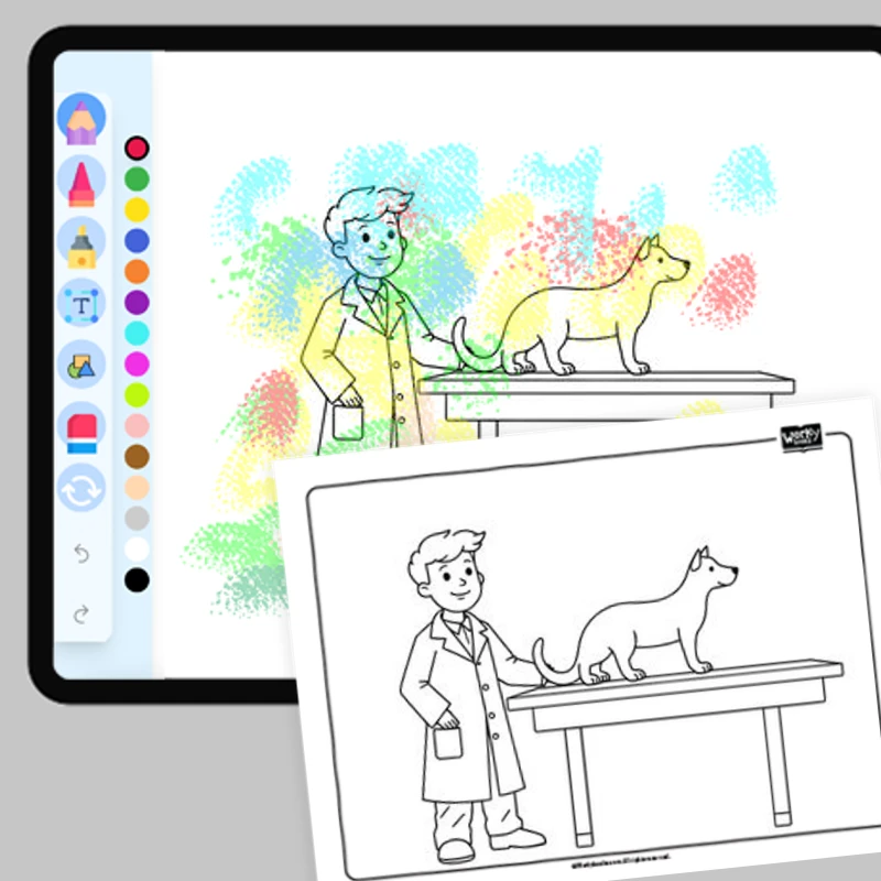 Veterinarian — coloring-pages coloring page for Grade 1, Grade 2, Grade 3, Grade 4, Grade 5, page 1 of 1
