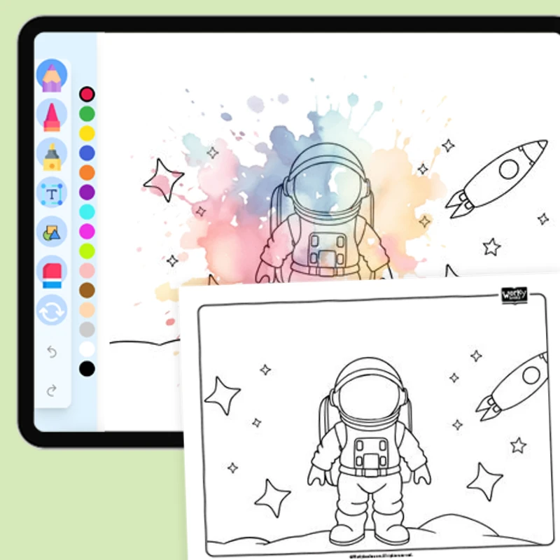 Astronaut — coloring-pages coloring page for Grade 1, Grade 2, Grade 3, Grade 4, Grade 5, page 1 of 1