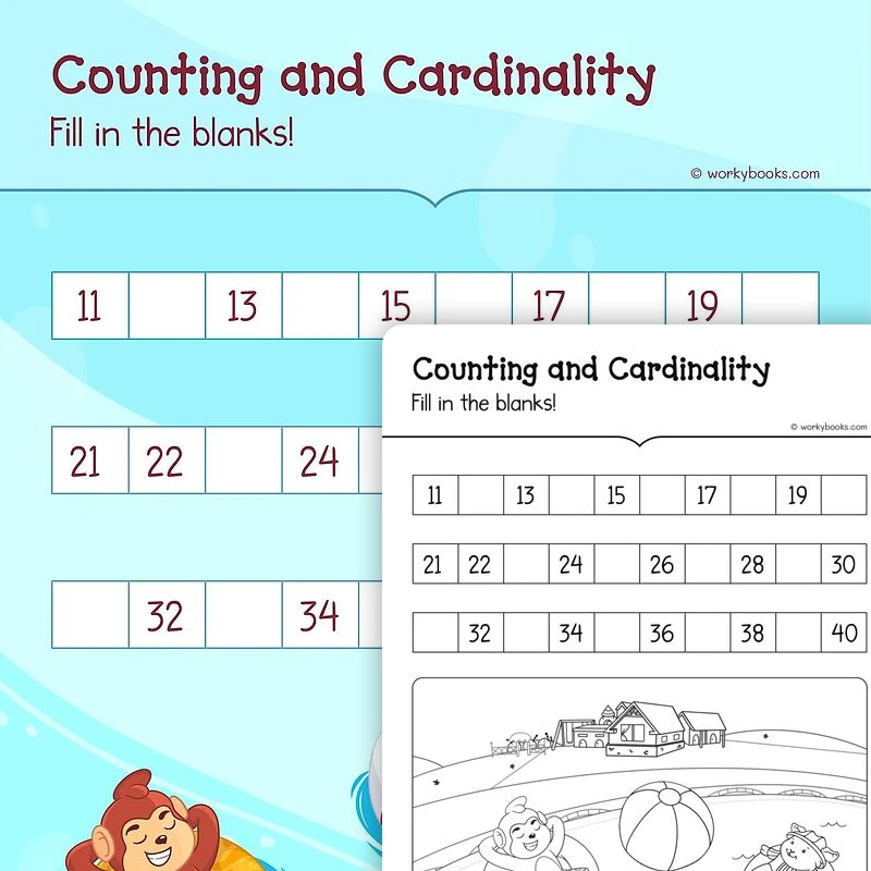 Counting and Cardinality A — math worksheet for Grade K, page 1 of 3