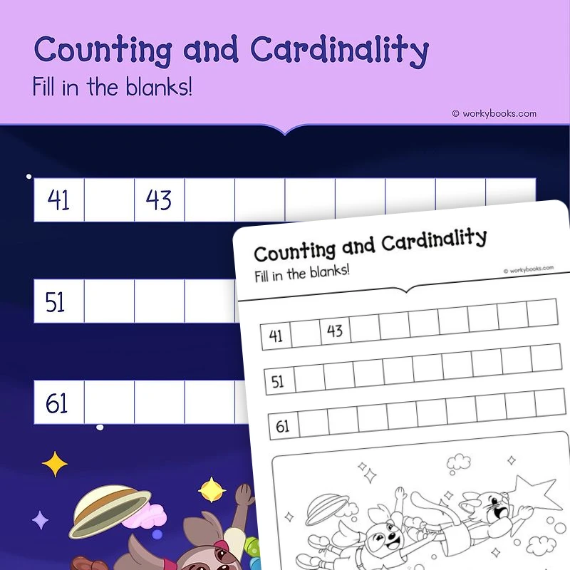 Counting and Cardinality B — math worksheet for Grade K, page 1 of 3