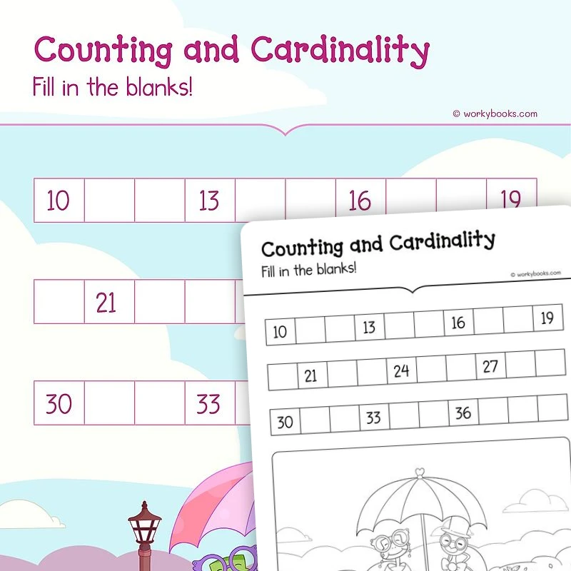 Counting and Cardinality F — math worksheet for Grade K, page 1 of 3