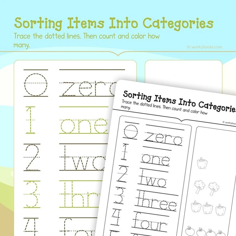 Numbers 1—5 — math worksheet for Grade K, page 1 of 3