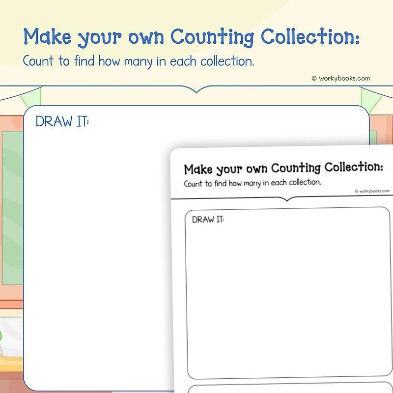Make Your Counting Collection — math worksheet for Grade K, page 1 of 3