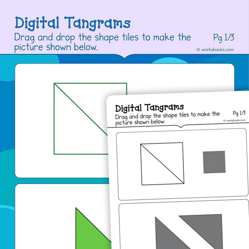 Digital Tangrams — math worksheet for Grade K, page 1 of 3