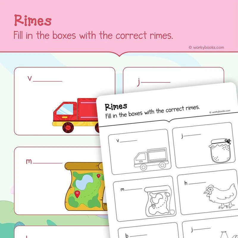 Rimes — ela worksheet for Grade K, page 1 of 3