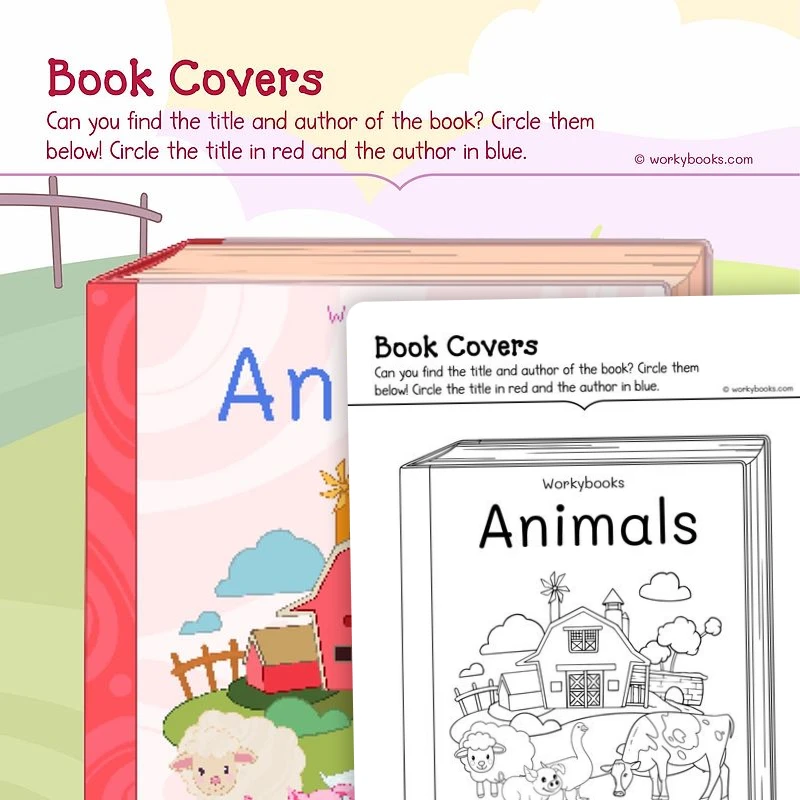 Book Covers — ela worksheet for Grade K, page 1 of 3