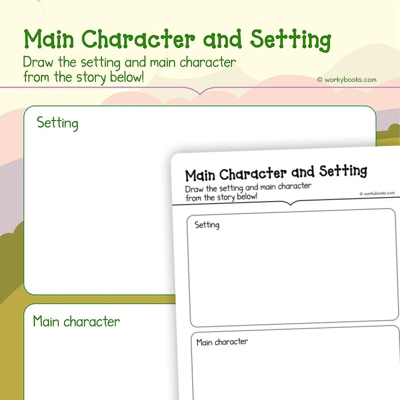 Setting and Main Character — ela worksheet for Grade K, page 1 of 3