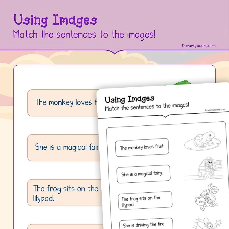 Using Images — ela worksheet for Grade K, page 1 of 3