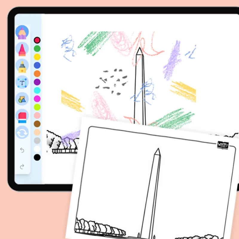 Washington Monument — coloring-pages coloring page for Grade 1, Grade 2, Grade 3, Grade 4, Grade 5, page 1 of 1