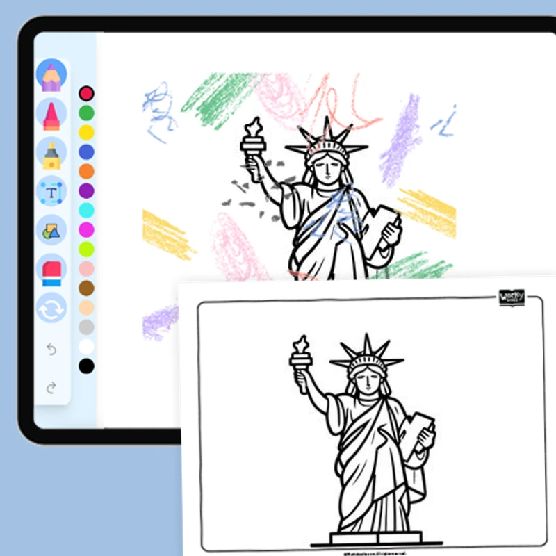 Statue of Liberty — coloring-pages coloring page for Grade 1, Grade 2, Grade 3, Grade 4, Grade 5, page 1 of 1
