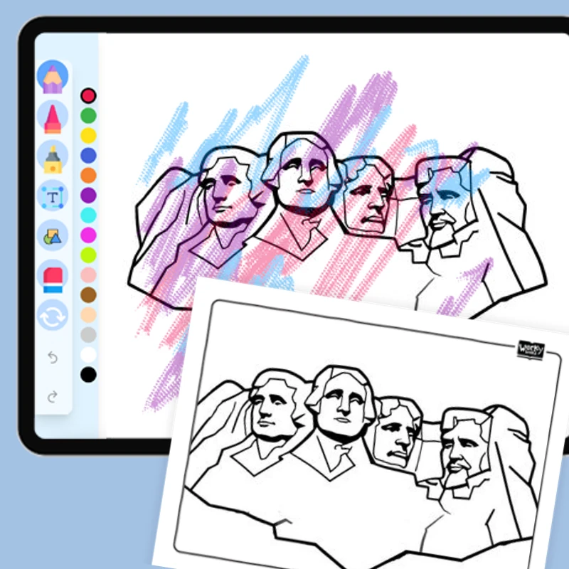 Mount Rushmore — coloring-pages coloring page for Grade 1, Grade 2, Grade 3, Grade 4, Grade 5, page 1 of 1
