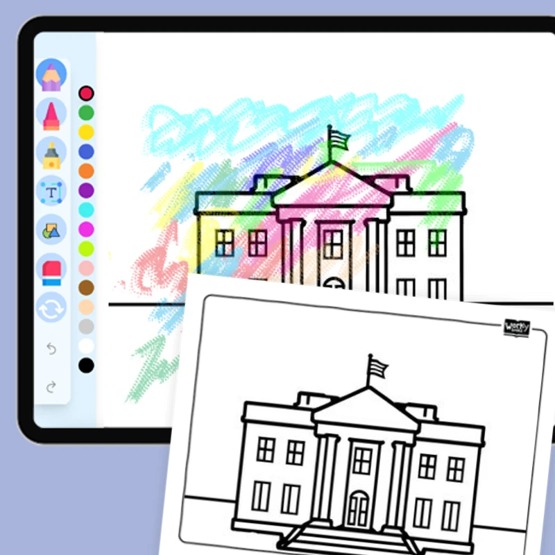 White House — coloring-pages coloring page for Grade 1, Grade 2, Grade 3, Grade 4, Grade 5, page 1 of 1