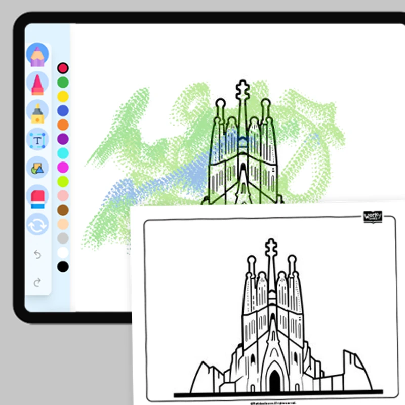 Sagrada Familia — coloring-pages coloring page for Grade 1, Grade 2, Grade 3, Grade 4, Grade 5, page 1 of 1