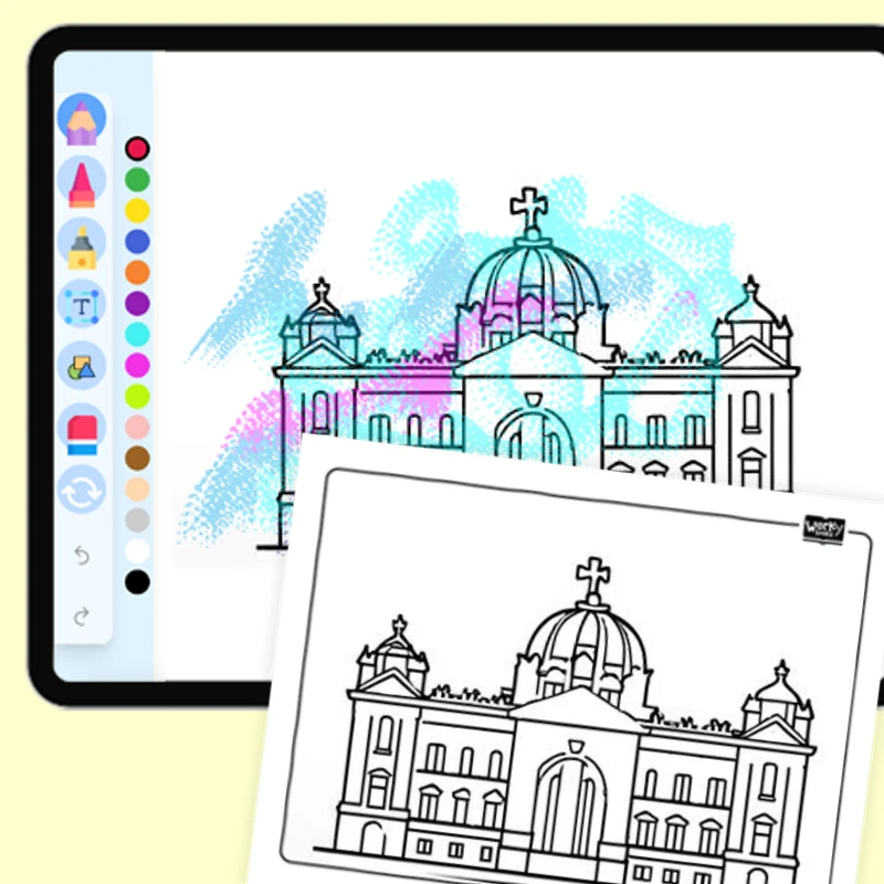 Royal Palace of Madrid — coloring-pages coloring page for Grade 1, Grade 2, Grade 3, Grade 4, Grade 5, page 1 of 1
