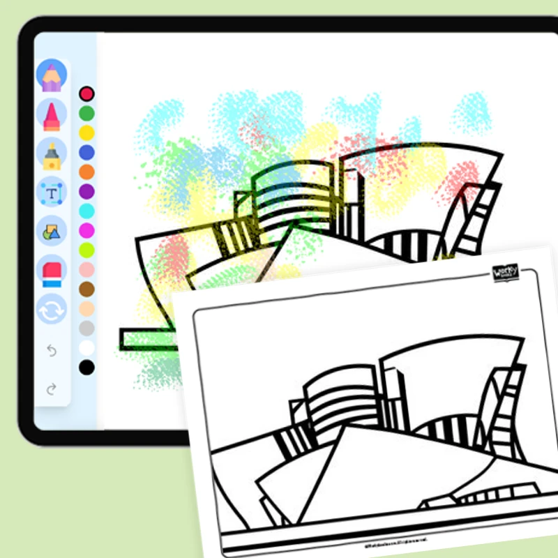 Guggenheim Museum Bilbao — coloring-pages coloring page for Grade 1, Grade 2, Grade 3, Grade 4, Grade 5, page 1 of 1