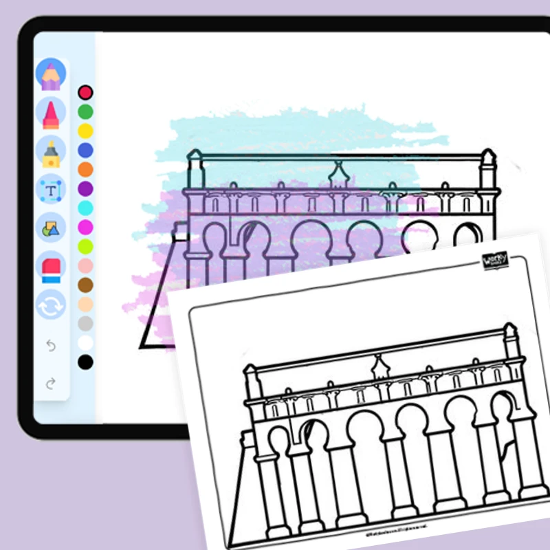 Aqueduct of Segovia — coloring-pages coloring page for Grade 1, Grade 2, Grade 3, Grade 4, Grade 5, page 1 of 1
