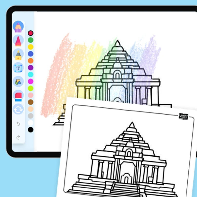 Konark Sun Temple — coloring-pages coloring page for Grade 1, Grade 2, Grade 3, Grade 4, Grade 5, page 1 of 1
