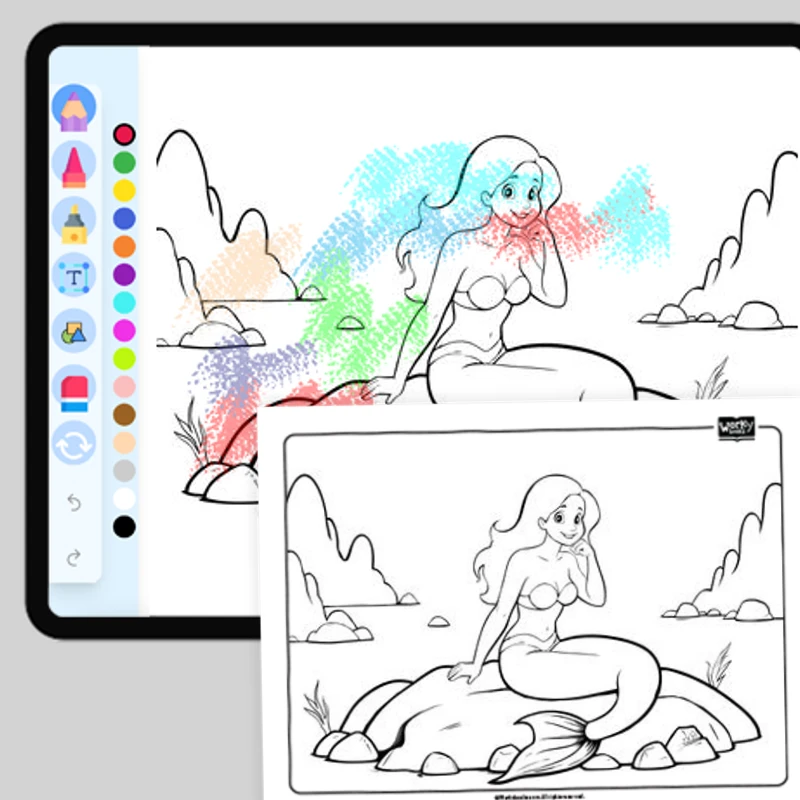 Mermaid sitting on a rock — coloring-pages coloring page for Grade 1, Grade 2, Grade 3, Grade 4, Grade 5, page 1 of 1