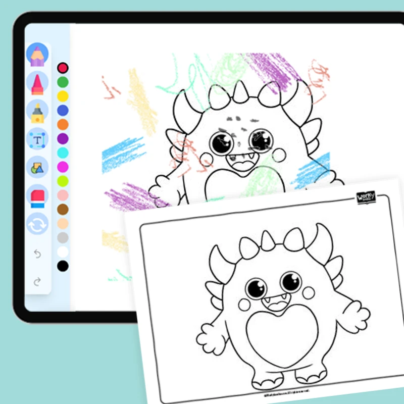 Monster with a Big Heart — coloring-pages coloring page for Grade 1, Grade 2, Grade 3, Grade 4, Grade 5, page 1 of 1