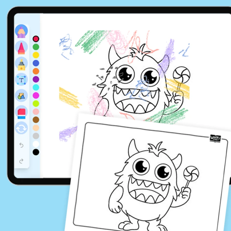 Monster with a Candy — coloring-pages coloring page for Grade 1, Grade 2, Grade 3, Grade 4, Grade 5, page 1 of 1
