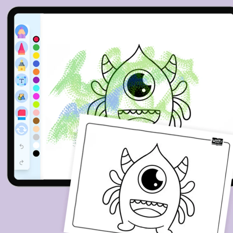 Water Monster with Drops — coloring-pages coloring page for Grade 1, Grade 2, Grade 3, Grade 4, Grade 5, page 1 of 1