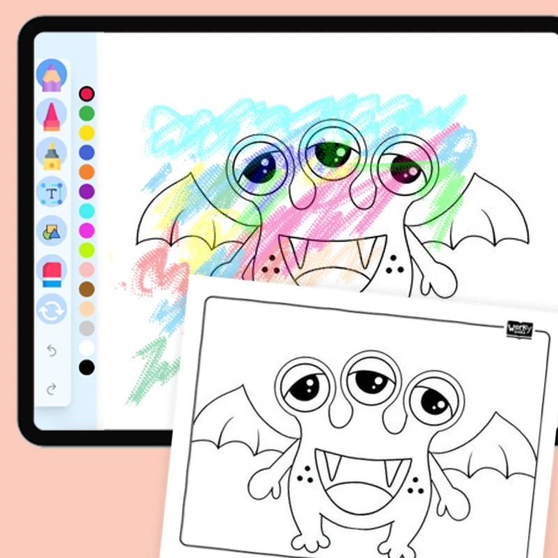 Cute Three-Eyed Monster — coloring-pages coloring page for Grade 1, Grade 2, Grade 3, Grade 4, Grade 5, page 1 of 1