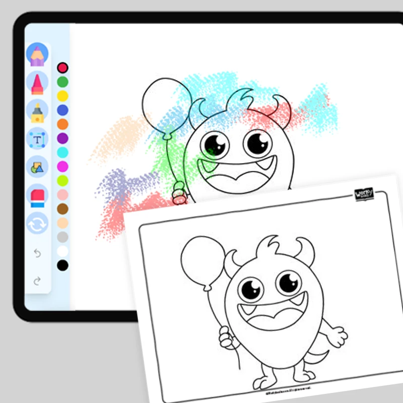 Monster with a Balloon — coloring-pages coloring page for Grade 1, Grade 2, Grade 3, Grade 4, Grade 5, page 1 of 1