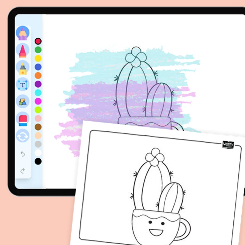 Pot with cactus — coloring-pages coloring page for Grade 1, Grade 2, Grade 3, Grade 4, Grade 5, page 1 of 1