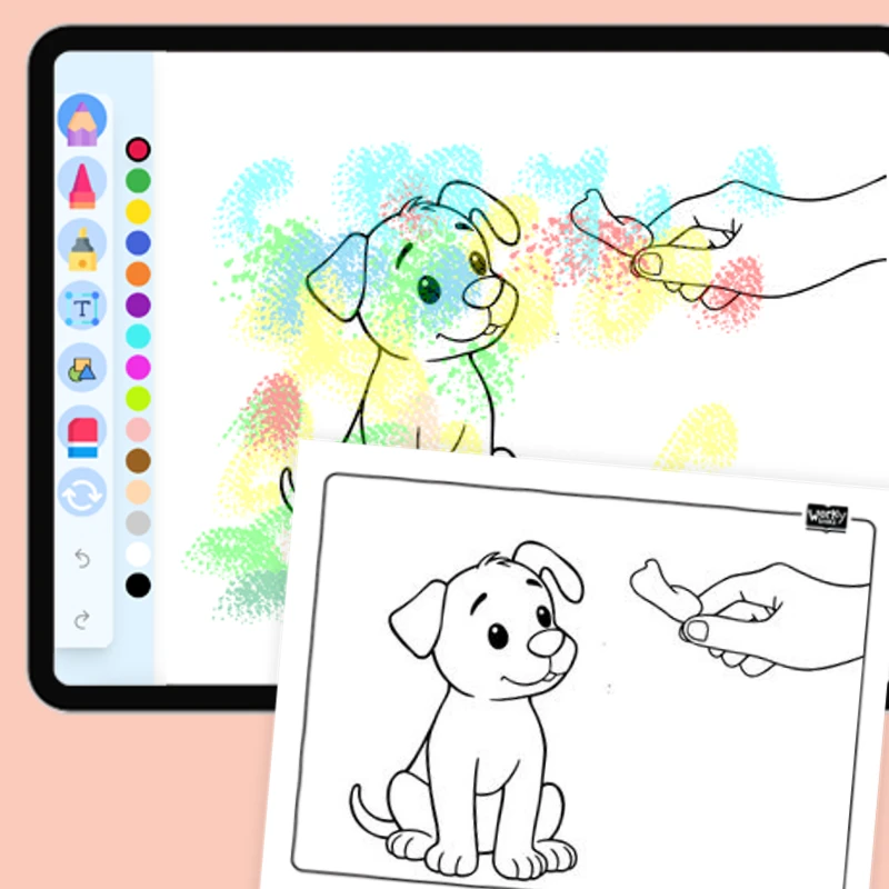 Puppy Learning to Sit — coloring-pages coloring page for Grade 1, Grade 2, Grade 3, Grade 4, Grade 5, page 1 of 1