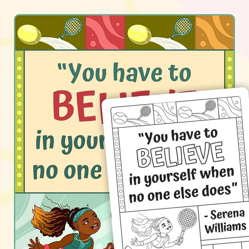 Poster — Serena Williams — ela resource for Grade K, Grade 1, Grade 2, Grade 3, Grade 4, Grade 5, page 1 of 3