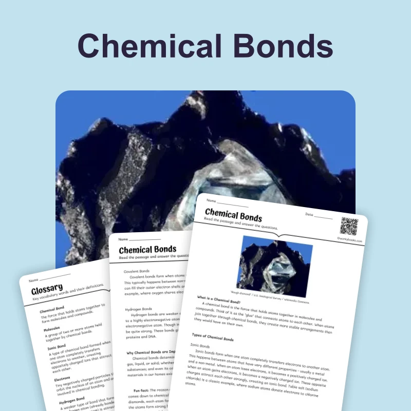 Chemical Bonds — ela — reading comprehension for Grade 5, Grade 6, Grade 7, Grade 8, page 1 of 4