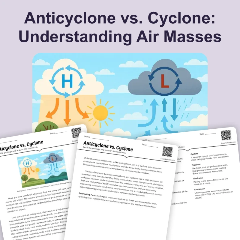 Anticyclone vs. Cyclone — science — reading comprehension for Grade 6, page 1 of 4