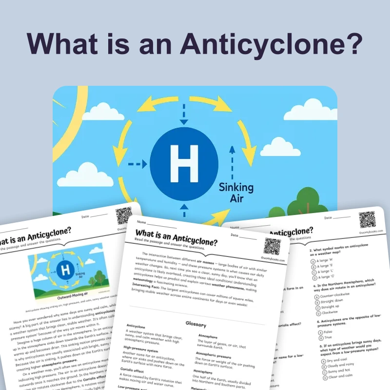 What is an Anticyclone? — science — reading comprehension for Grade 6, page 1 of 4