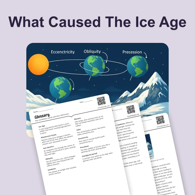 What Caused The Ice Age — science — reading comprehension for Grade 6, page 1 of 4