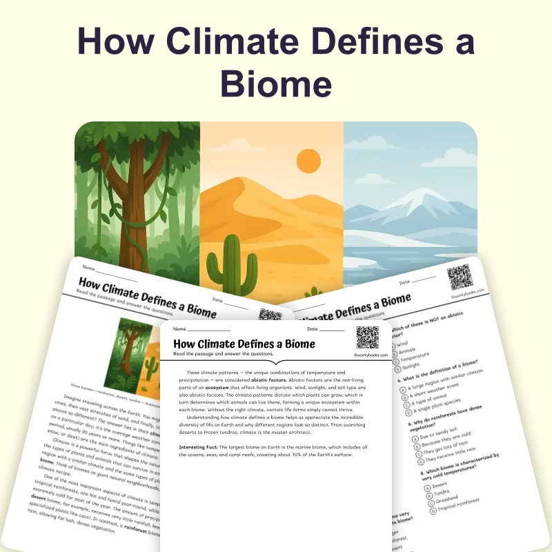 How Climate Defines a Biome — science — reading comprehension for Grade 6, page 1 of 4