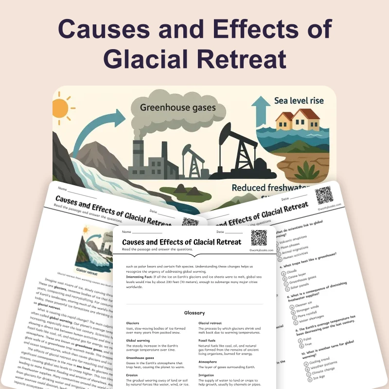 Causes and Effects of Glacial Retreat — science — reading comprehension for Grade 6, page 1 of 4