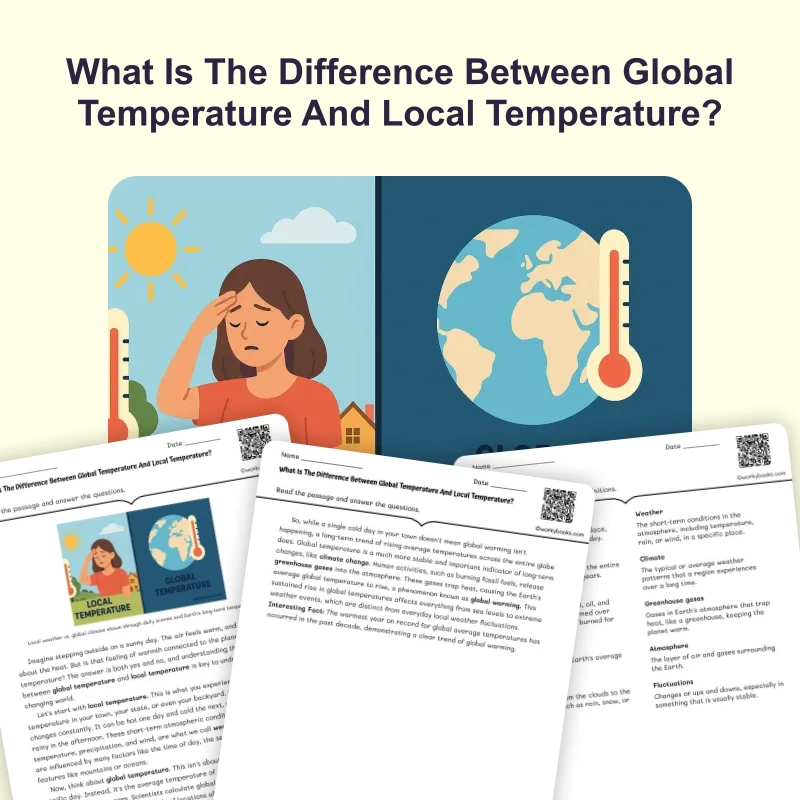 Global vs. Local Temperature — science — reading comprehension for Grade 6, page 1 of 4