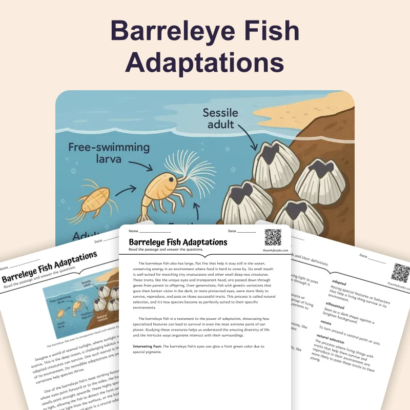 Barreleye Fish Adaptations — science — reading comprehension for Grade 6, page 1 of 4