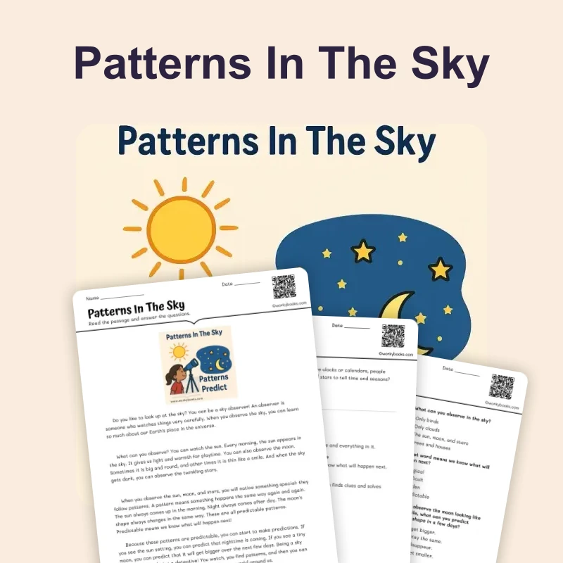 Patterns In The Sky — reading — reading comprehension for Grade 1, Grade 2, Grade 3, page 1 of 4
