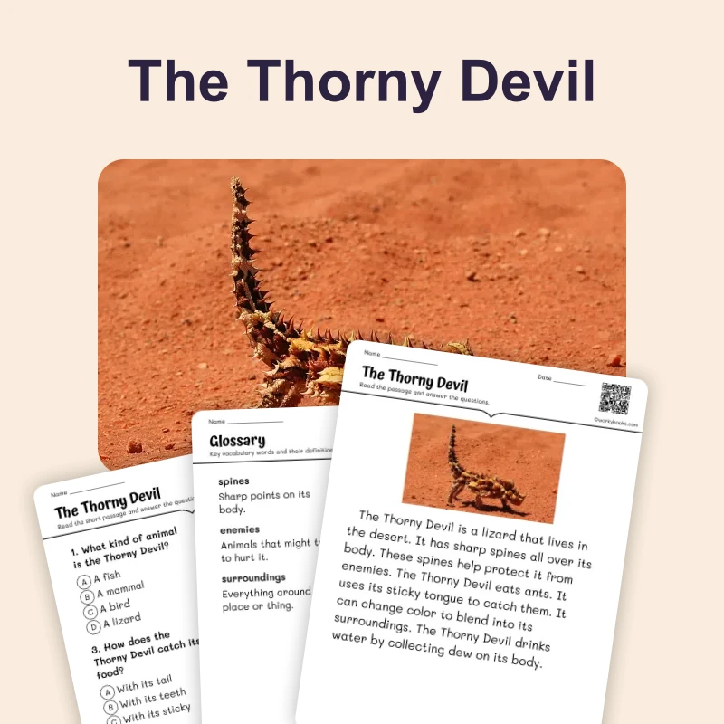 The Thorny Devil — ela — reading comprehension for Grade 1, Grade 2, Grade 3, page 1 of 4