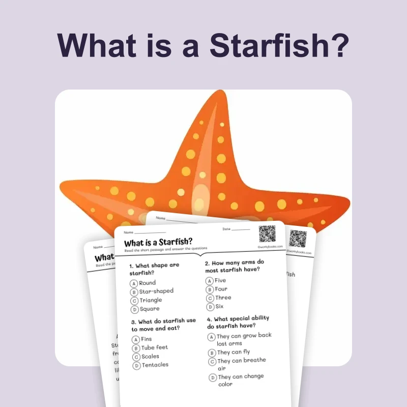What is a Starfish? — ela — reading comprehension for Grade 1, Grade 2, page 1 of 4