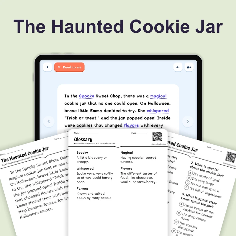 The Haunted Cookie Jar — ela — reading comprehension for Grade 1, Grade 2, page 1 of 4