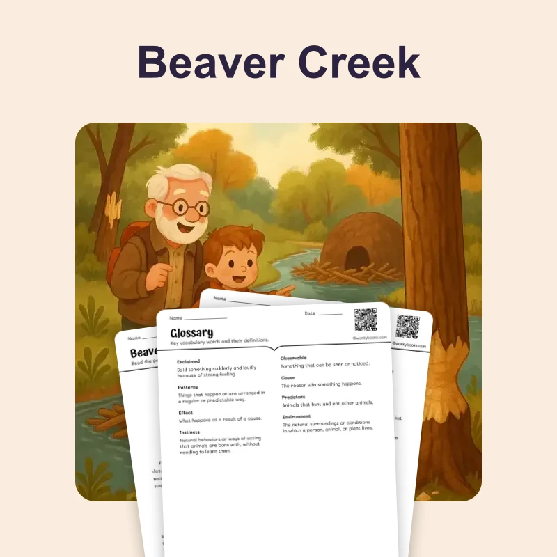 The Beaver Creek — reading — reading comprehension for Grade 1, Grade 2, Grade 3, page 1 of 4