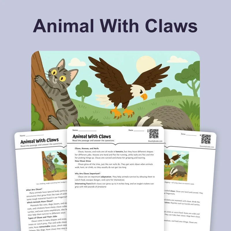 Animal With Claws — science — reading comprehension for Grade 6, page 1 of 4