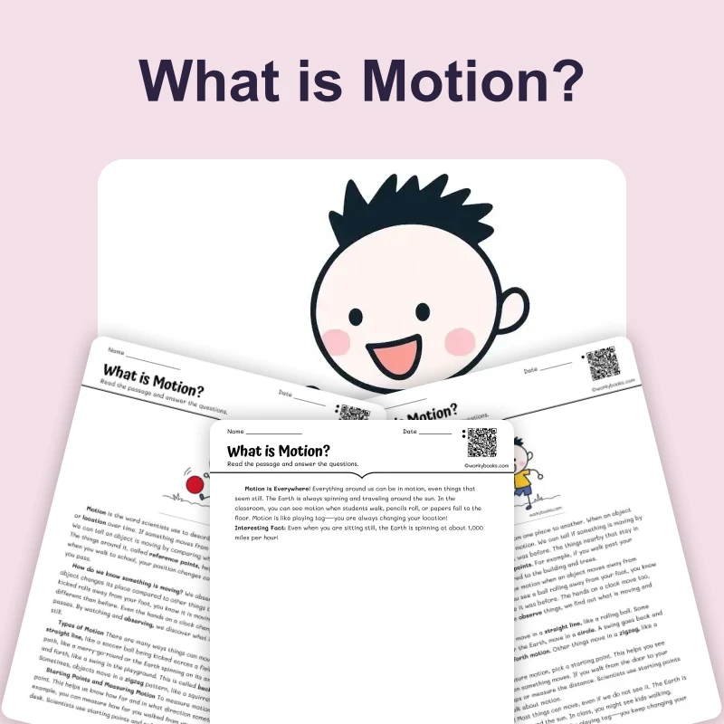What is Motion — ela — reading comprehension for Grade 3, Grade 4, Grade 5, Grade 6, page 1 of 4