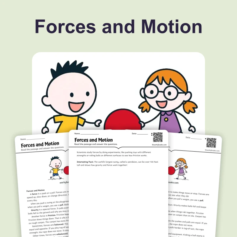Forces and Motion — ela — reading comprehension for Grade 3, Grade 4, Grade 5, Grade 6, page 1 of 4